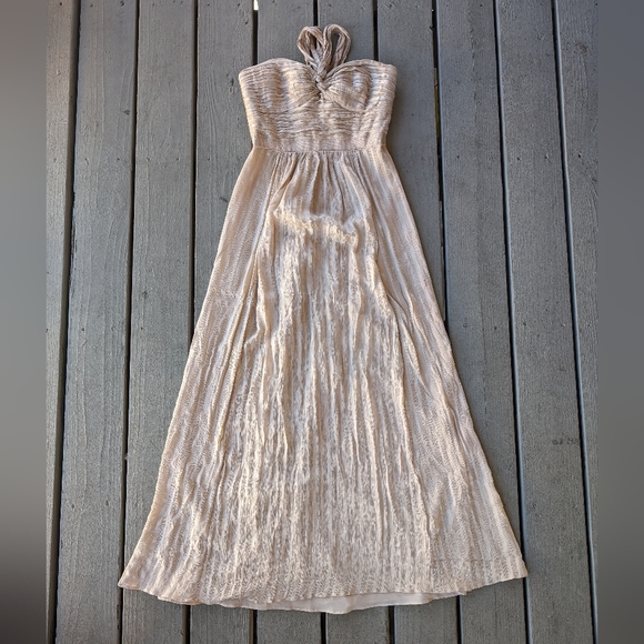 BCBGMaxAzria Dresses & Skirts - BCBG Champagne Jamille Silk Bustier Evening Special Occasion Maxi Dress 6